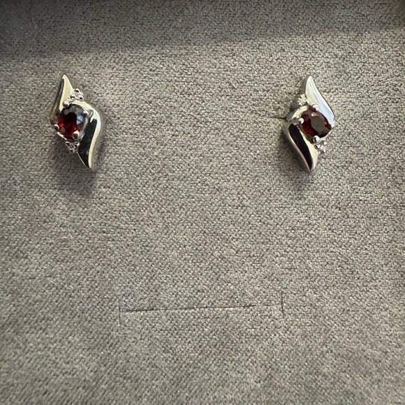 Angara Jewelry - NWOT Angara Elegant Sterling Silver and Garnet Gemstone Earings